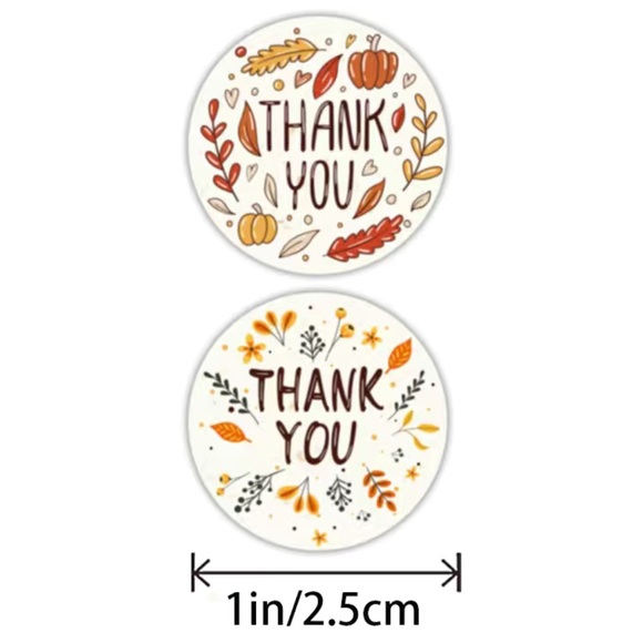 500 Thank You Fall Leaves 1” Round Stickers PRICE IS FIRM - Picture 2 of 3